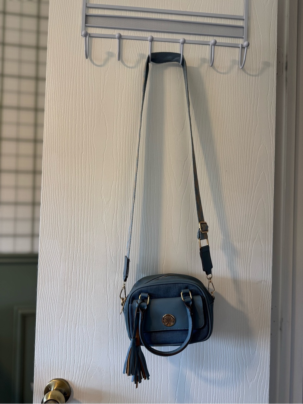 Blue Women's Crossbody Bag with Tassel